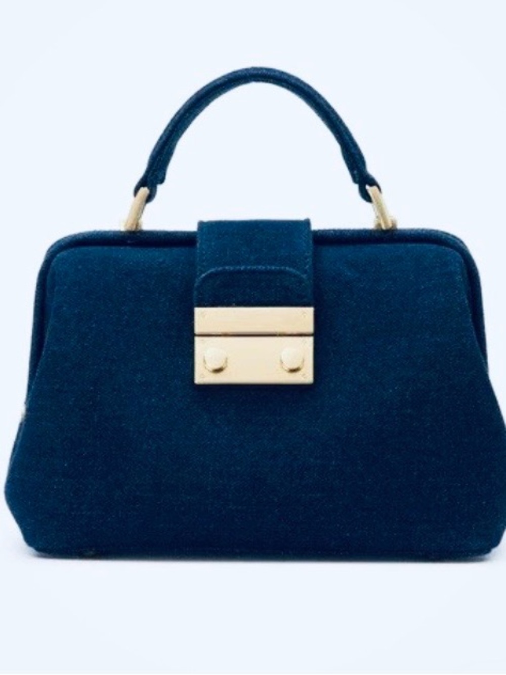 NIB Brandon Blackwood Blue Denim Small Elizabeth Doctor Bag w Crossbody Strap